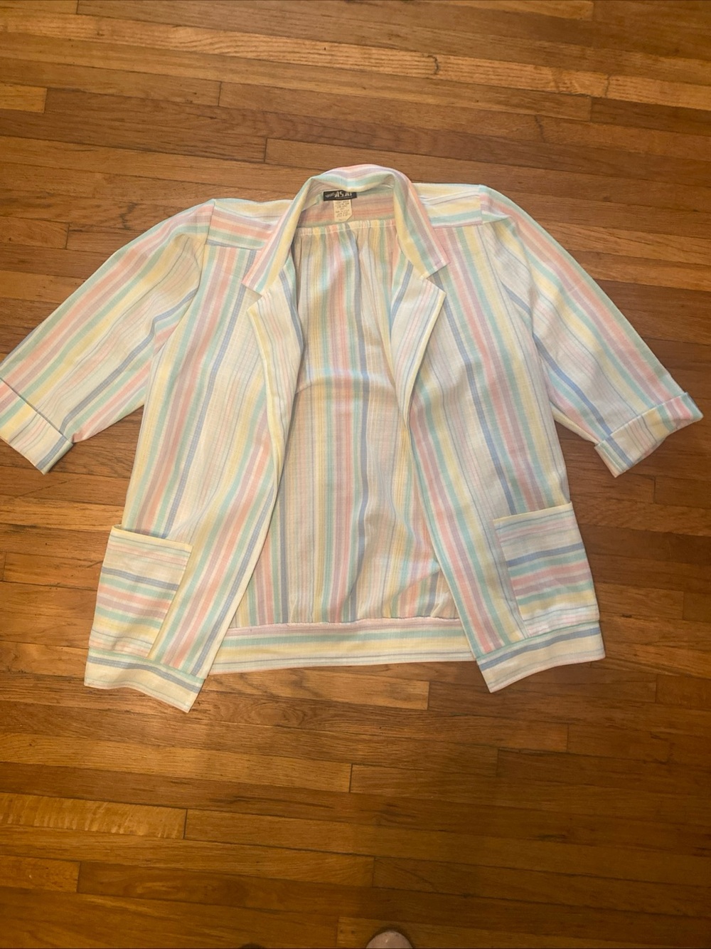 Vintage 70’s/80’s Pastel Striped Open-Front Blazer Jacket